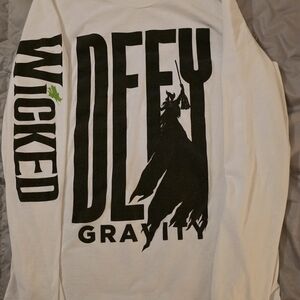 White and Navy Graphic Long Sleeve Shirt